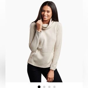 Women's KUHL Athena pullover Cream Quilted Sweater cowl neck